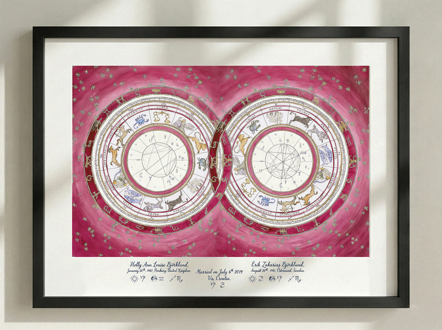 Original Midnight Rose, Custom Astrological Wedding Chart