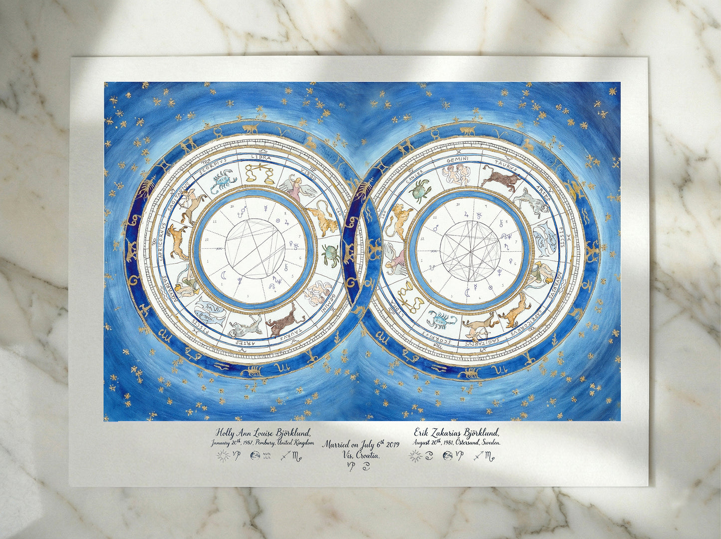 Original Midnight Blue, Custom Astrological Wedding Chart